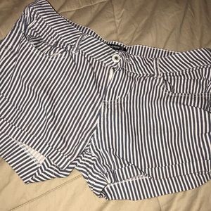 Blue + white striped shorts